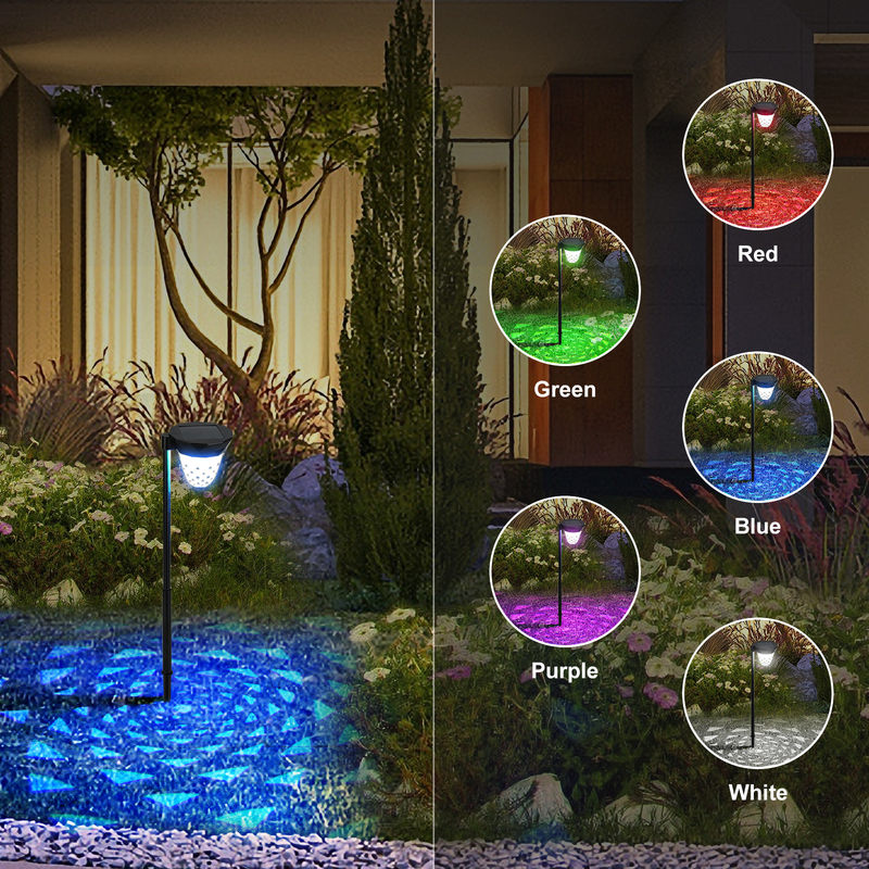 IP65 वाटरप्रूफ सोलर पावर्ड गार्डन लाइट्स लगातार और सजावट के लिए RGB;