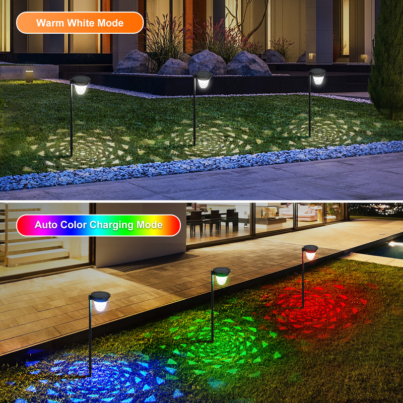 IP65 वाटरप्रूफ सोलर पावर्ड गार्डन लाइट्स लगातार और सजावट के लिए RGB;