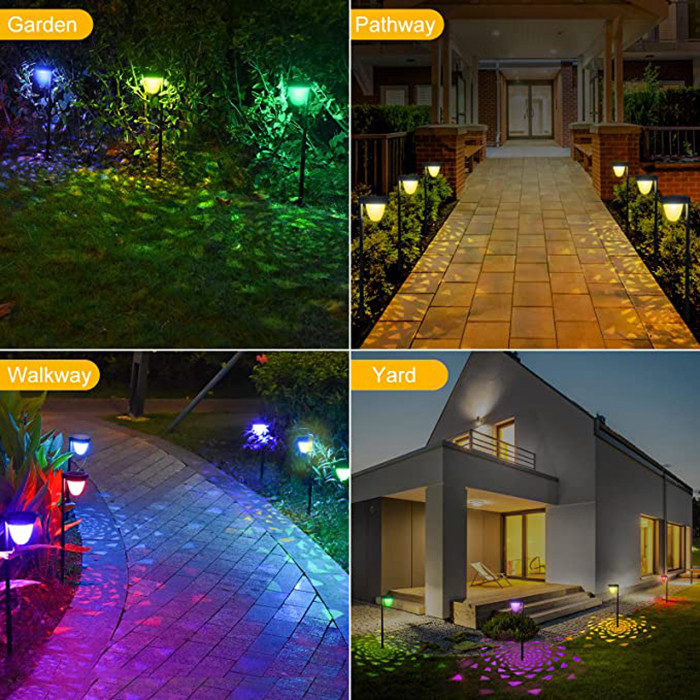 IP65 वाटरप्रूफ सोलर पावर्ड गार्डन लाइट्स लगातार और सजावट के लिए RGB;