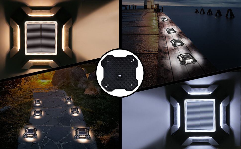 आईपी 68 जलरोधक सौर एलईडी डेक लाइट्स आउटडोर सजावटी सौर स्टेप डॉक लैंप
