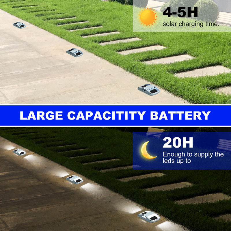 20 लुमेन एल्यूमीनियम सोलर डॉक लाइट्स ब्लू/कोल्ड व्हाइट एलईडी 4-पैक पेंच स्थापना
