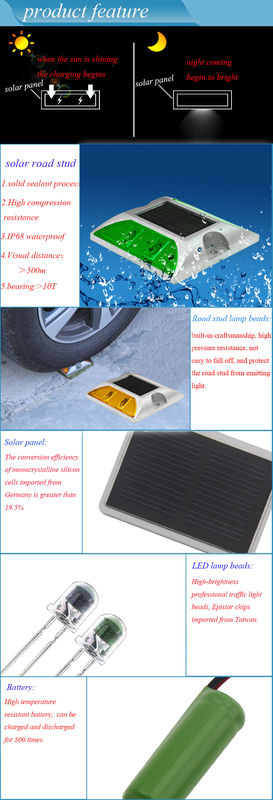 प्रतिबिंबित चमकती सौर एलईडी रोड मार्कर लाइट स्टड लैंप चमकती सौर रोड स्टड
