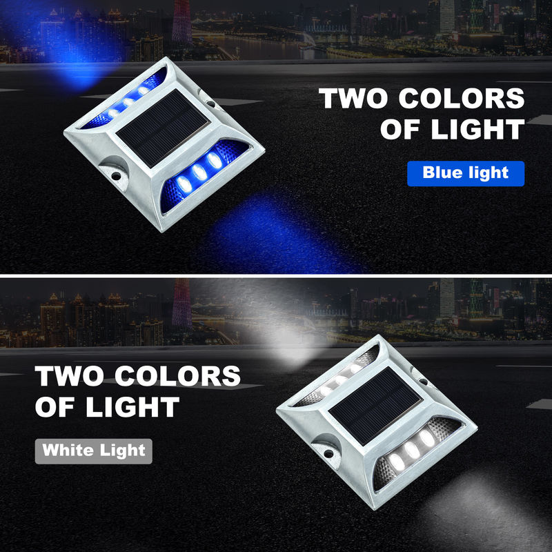 आउटडोर कार रोड फुटपाथ पथ सुरक्षा के लिए ब्राइट एल्यूमीनियम मिश्र धातु सौर सड़क स्टड