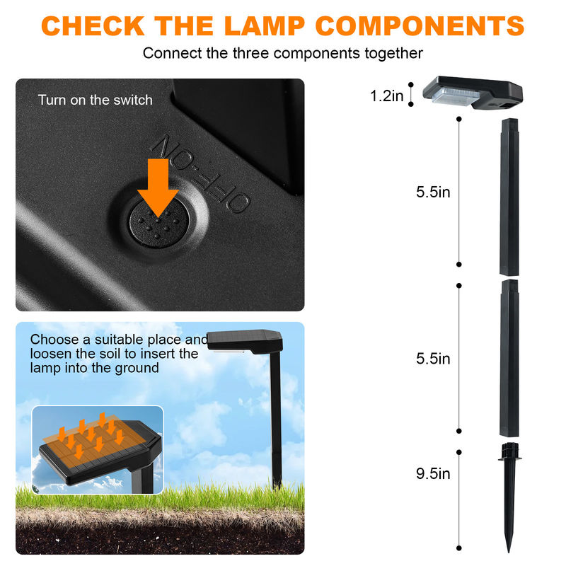 सौर ऊर्जा संचालित एलईडी स्टिक लाइट्स ऑटो ऑन/ऑफ के साथ 6 पीसी एलईडी आईपी 65 वाटरप्रूफ