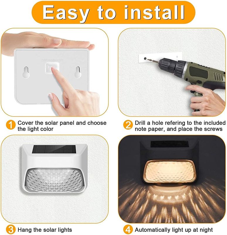 सौर ऊर्जा संचालित बाहरी जलरोधक सजावटी रोशनी बाड़ डेक कदम बगीचा सीढ़ी दीवार के लिए