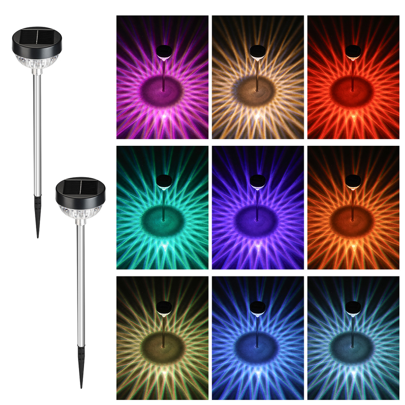 उद्यान सौर पथ प्रकाश डालें लॉन आरजीबी परिवर्तन जलरोधक आईपी 65 लैंडस्केप लाइट आँगन सजावट