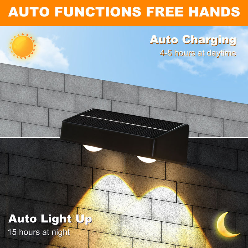 वाटरप्रूफ ऊपर और नीचे सौर दीवार प्रकाश यार्ड डेक गार्डन गैरेज पैदल मार्ग पोर्च के लिए ABS आवास