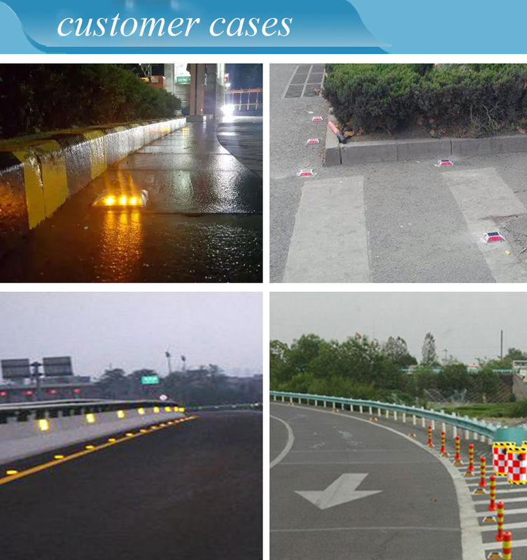 पीला सौर सड़क स्टड 6 एलईडी और 20 टन भार क्षमता सौर सड़क मार्कर