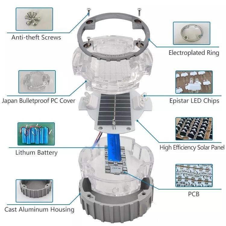 800 मीटर सौर धातु प्रोंग बिल्ली आंख सड़क स्टड प्रत्येक तरफ 2 एलईडी Qty के साथ