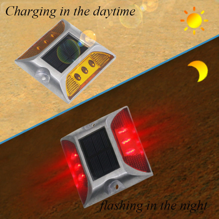 सड़क निर्माण सौर सड़क स्टड कार्य समय ≥100h और IP68 वाटरप्रूफ स्तर के साथ सफेद/पीला/लाल/बीयूएलई/हरा