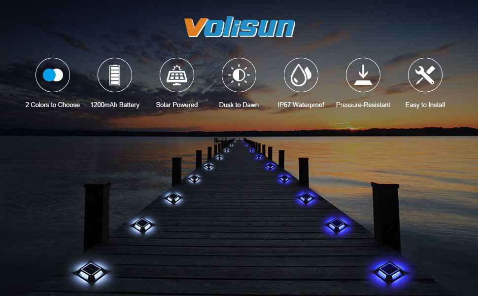 सौर डॉक लाइट्स ड्राइववे डेक लाइट्स आउटडोर समुद्री लाइट्स सौर ऊर्जा संचालित IP68 पथवे के लिए जलरोधक पैदल मार्ग कदम सीढ़ी पूल अंकन चेतावनी