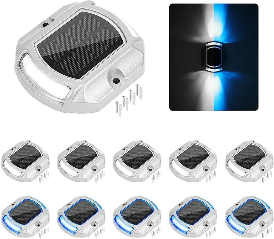 सड़क सुरक्षा एलईडी प्रकाश स्रोत और कार्य समय ≥100h के साथ सौर सड़क स्टड एल्यूमीनियम मिश्र धातु पीसी से बने