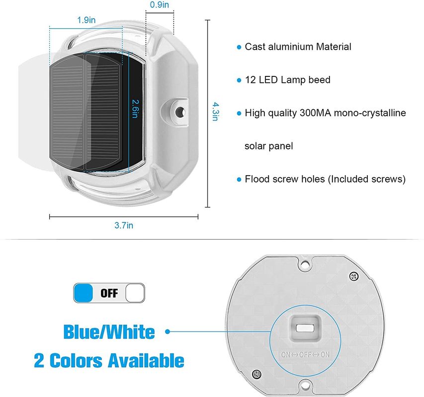 सड़क सुरक्षा एलईडी प्रकाश स्रोत और कार्य समय ≥100h के साथ सौर सड़क स्टड एल्यूमीनियम मिश्र धातु पीसी से बने