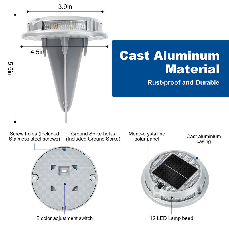 एल्यूमीनियम मिश्र धातु पीसी सामग्री और पर्यावरण के अनुकूल डिजाइन के साथ सुरक्षा के लिए IP68 जलरोधक सौर ऊर्जा संचालित सड़क मार्कर