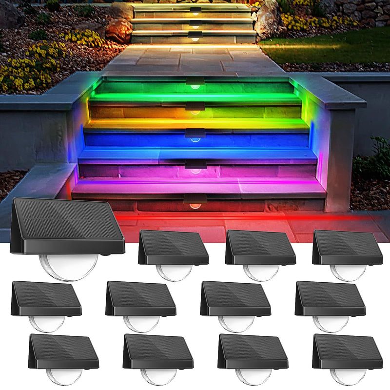 Outdoor Solar LED Step Lights IP65 Waterproof 7 Color RGB