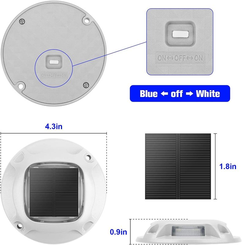 20 लुमेन सौर डेक लाइट IP67 वाटरप्रूफ और आउटडोर उपयोग के लिए 6000K डेलाइट अलर्ट के साथ