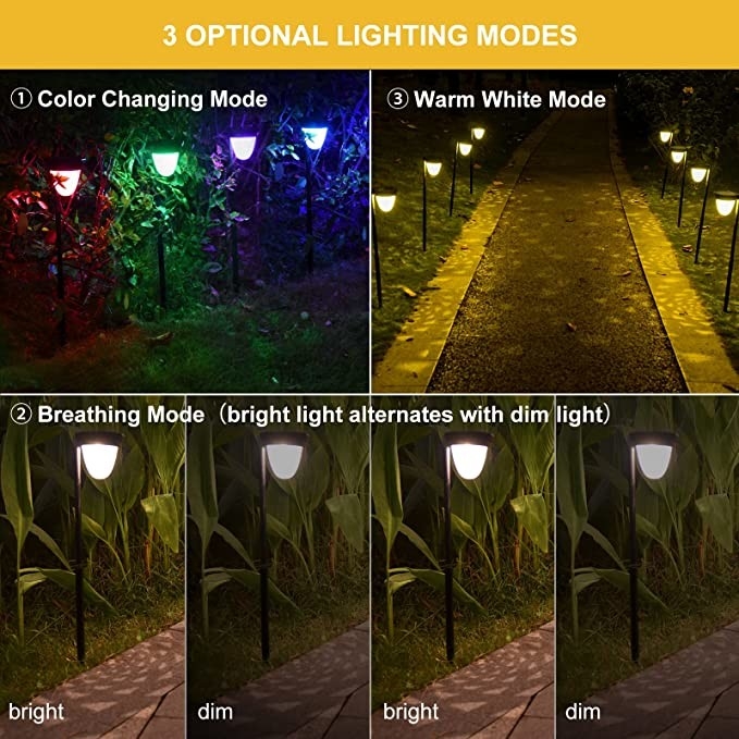 IP68 वाटरप्रूफ RGB सोलर फेंस एलईडी लाइट्स पावर्ड लैंडस्केप ABS पीपी फॉर गार्डन