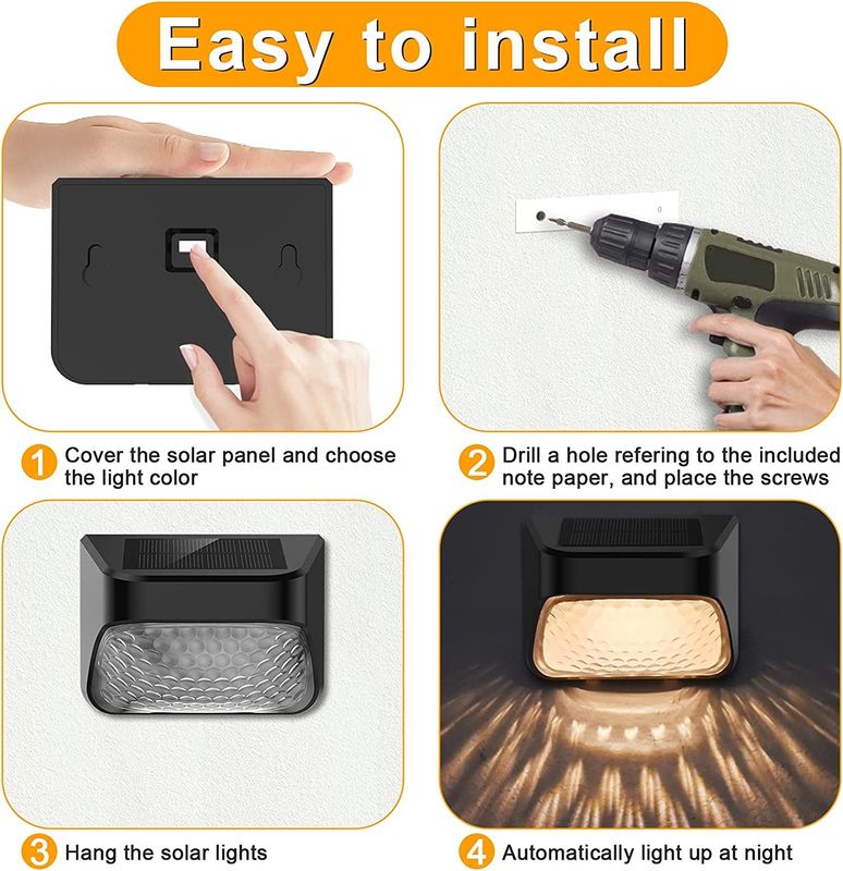 IP65 जलरोधक सौर बाड़ प्रकाश गर्म सफेद आरजीबी प्रकाश रंग के साथ