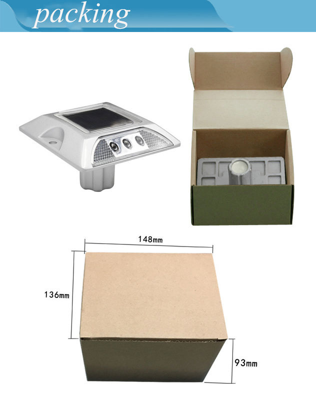 पीबीडब्ल्यू एल्यूमीनियम सौर सड़क स्टड एलईडी सौर सड़क परावर्तक सुरक्षा चेतावनी के लिए