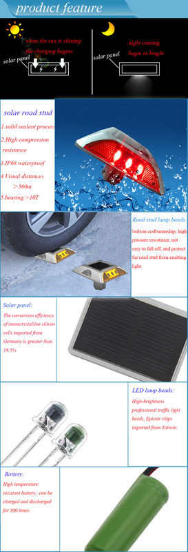 पीबीडब्ल्यू एल्यूमीनियम सौर सड़क स्टड एलईडी सौर सड़क परावर्तक सुरक्षा चेतावनी के लिए