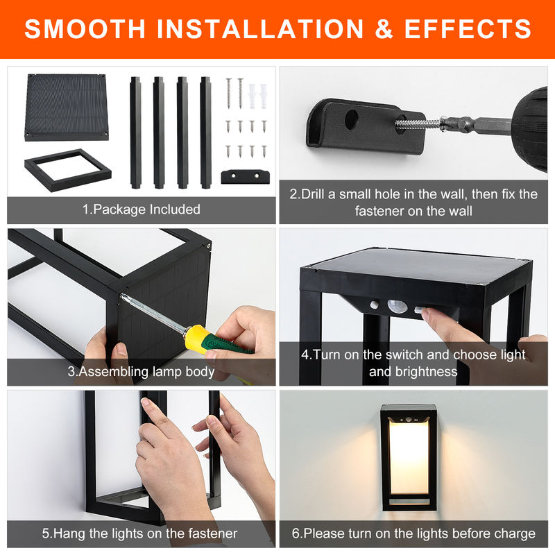 उद्यान के लिए बाहरी सौर दीवार दीपक घर, गैरेज, सामने, बरामदे के लिए सौर बाहरी दीवार रोशनी