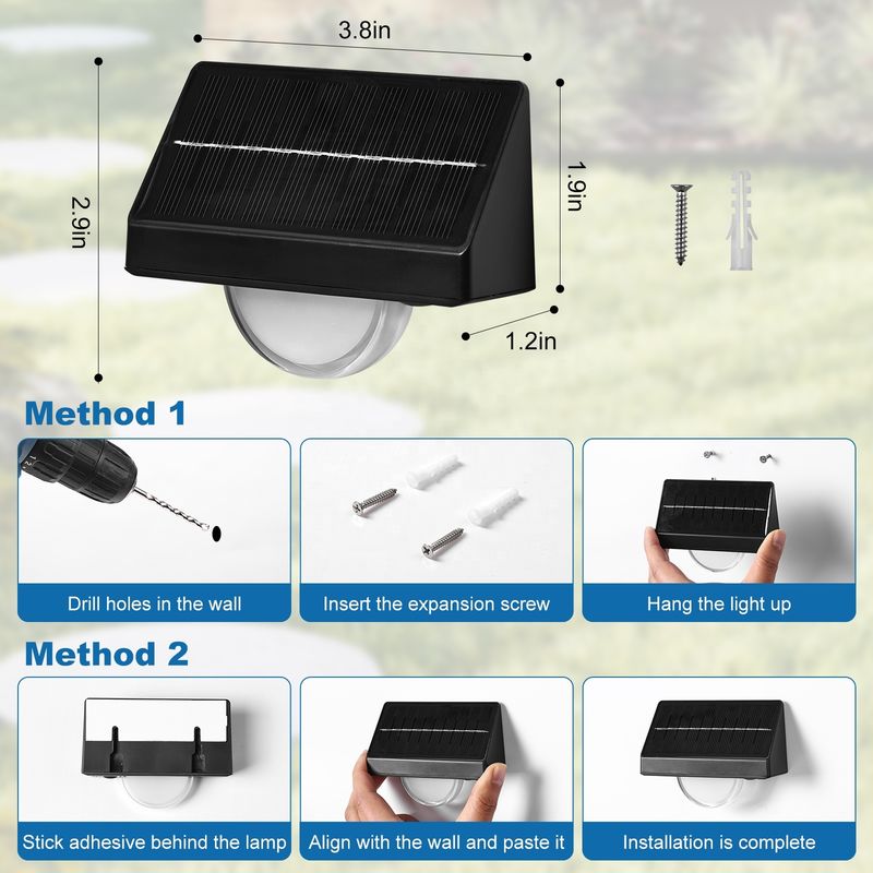 आउटडोर सोलर एलईडी स्टेप लाइट्स IP65 वाटरप्रूफ 7 कलर RGB