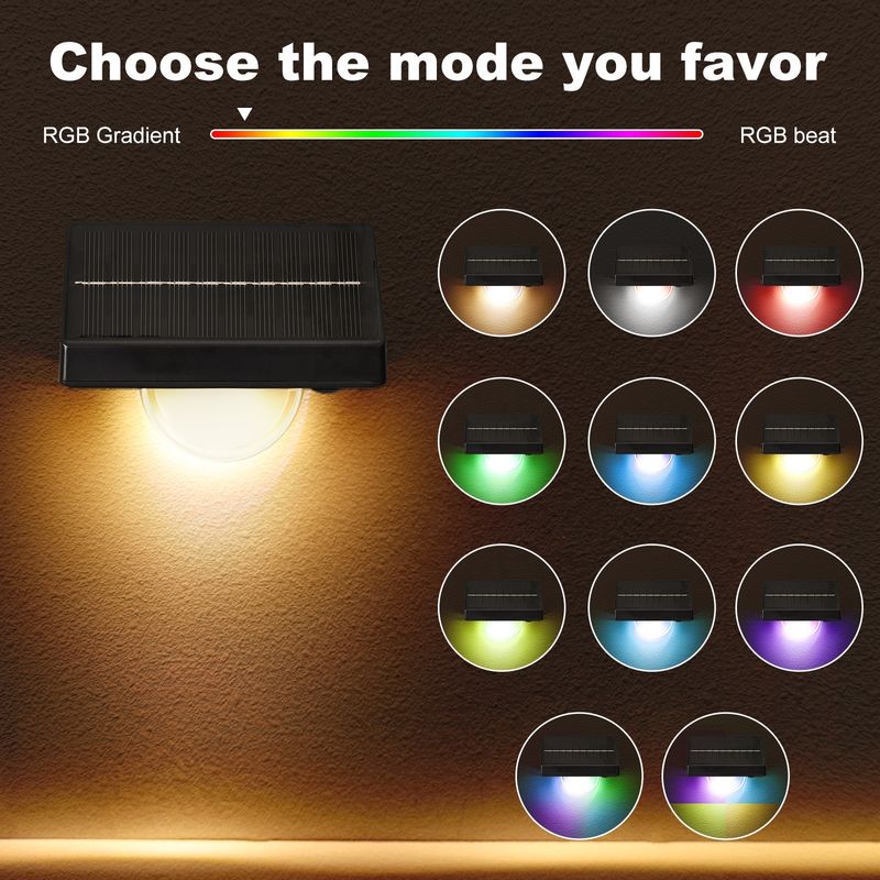 आउटडोर सोलर एलईडी स्टेप लाइट्स IP65 वाटरप्रूफ 7 कलर RGB