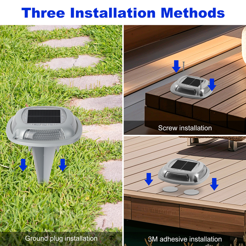 IP67 वाटरप्रूफ सोलर डॉक लाइट 1.2V/600mah बैटरी और 2V/140ma सोलर पैनल के साथ सफेद+नीले रंग में