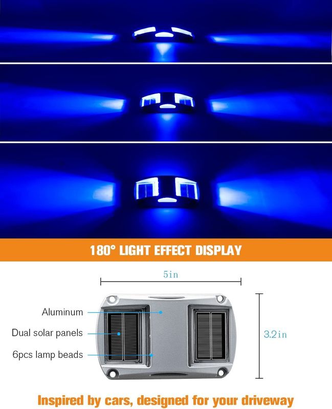 6 एलईडी लैंप IP68 वाटरप्रूफ सोलर डॉक लाइट 5000K डेलाइट के साथ वायरलेस रोड ड्राइववे पथ लाइटिंग के लिए